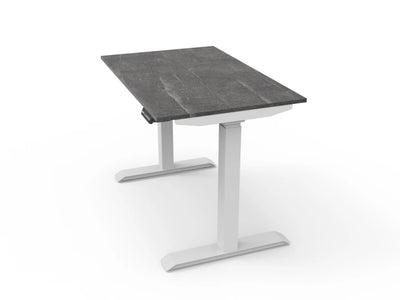 Bureau assis-debout compact pour télétravail, personnalisable et ergonomique : HomeDesk