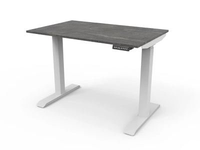 Bureau assis-debout compact pour télétravail, personnalisable et ergonomique : HomeDesk