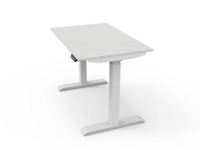 Bureau assis-debout compact pour télétravail, personnalisable et ergonomique : HomeDesk