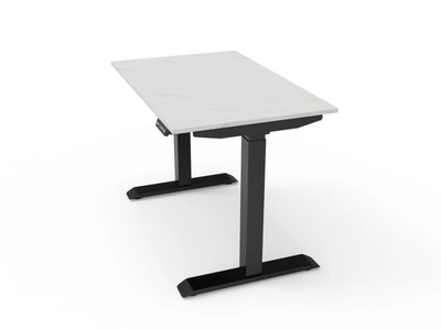 Bureau assis-debout compact pour télétravail, personnalisable et ergonomique : HomeDesk