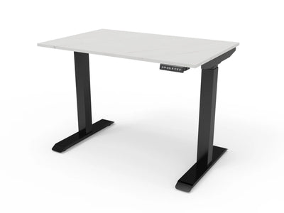 Bureau assis-debout compact pour télétravail, personnalisable et ergonomique : HomeDesk