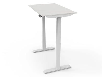 Bureau assis-debout compact pour télétravail, personnalisable et ergonomique : HomeDesk