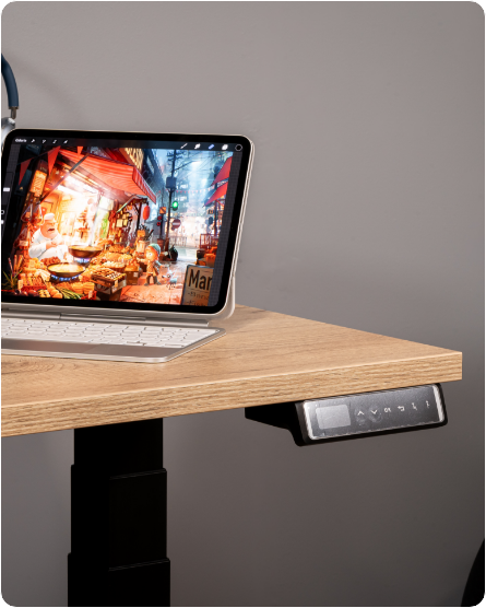 Bureaux assis debout avec plateau