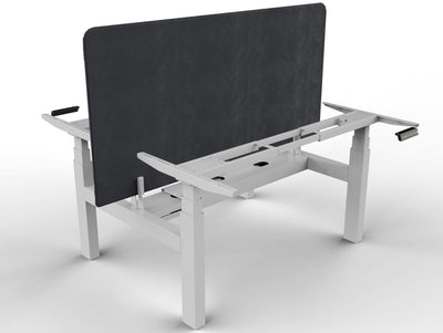 Piètement assis debout motorisé DuoDesk : un bureau collaboratif ergonomique  UP AND DESK Blanc Anthracite 160 x 80 